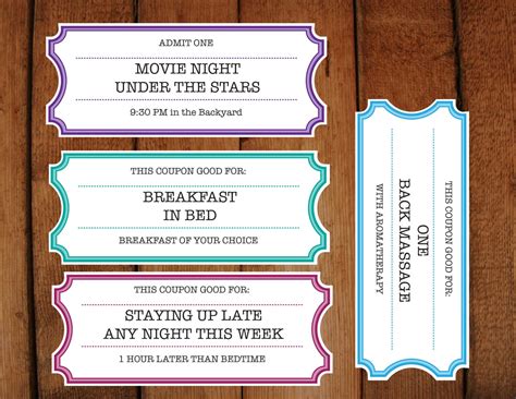 Printable Coupons Tickets Vouchers Diy Printable