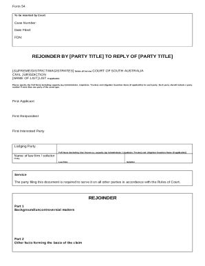 54 Rejoinder Courts Sa Gov Au Doc Template PdfFiller