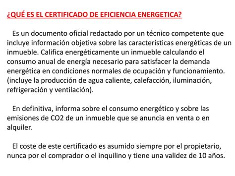 Certificado De Eficiencia Energética Ppt