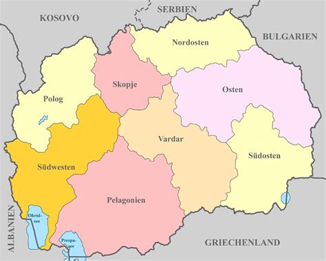 Nordmazedonien Karte mit Regionen & Landkarten mit Provinzen