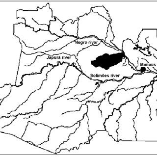 Map of Amazonas State showing the general location of the Jaú National ...