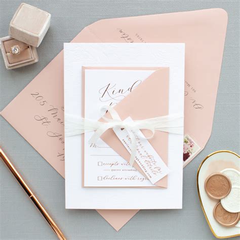 Rose Gold Foil Wedding Invitations Charming Banter And Charm