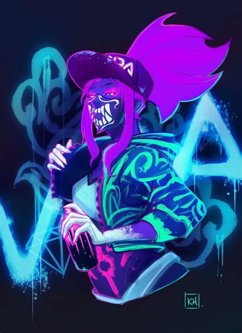 KDA Akali Neon Wallpapers Wallpaper Cave