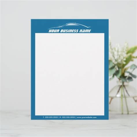 Cool Car Outline Automotive Business Letterhead Zazzle