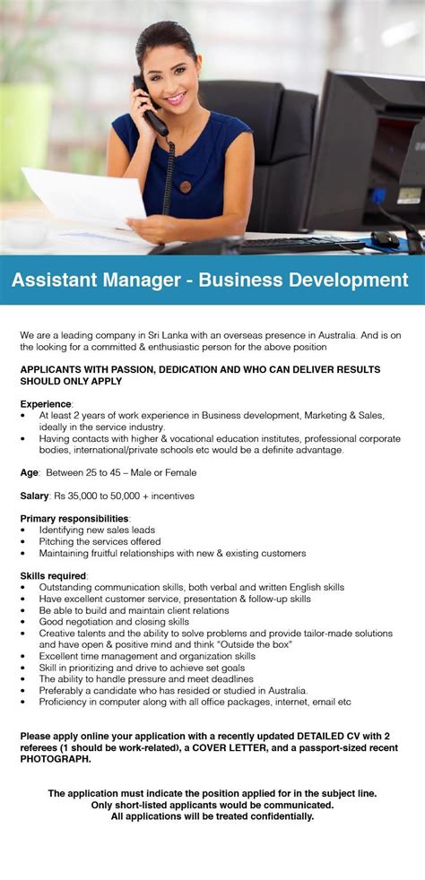 Assistant Manager Business Development 2022