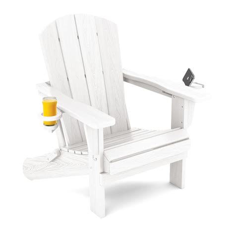 Jearey White Hdpe Frame Stationary Adirondack Chair With Slat Seat In