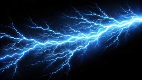 Electric Blue Lightning Strike Digital Art Energy Storm Nature