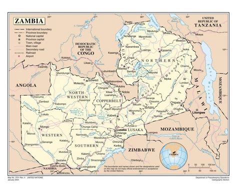 Road map of Zambia - Map of road zambi (Eastern Africa - Africa)