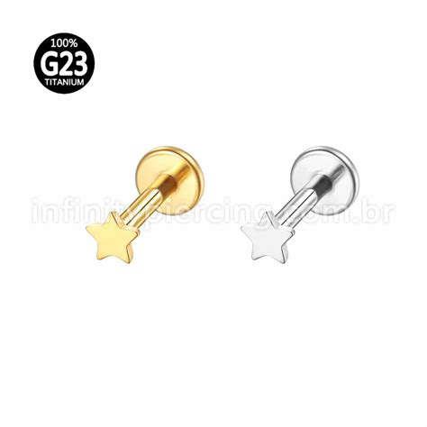 Piercing Labret Tit Nio Estrela Rosca Interna Infinity Piercing