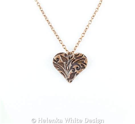 Beautiful Floral Heart Copper Pendant Helenka White Design