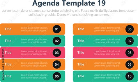 Agenda Infographics Template Agenda Templates Presentation Agenda Vector Template Design