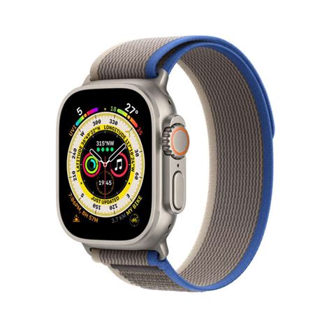 Apple Watch Ultra Gps Plus Cellular Titanium Case 49mm With Bluegray Trail Loop Mnhl3 At Best