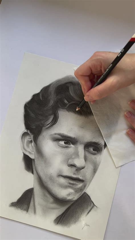 Portrait Drawing Of Tom Holland By Nadia Moreno Nache Tomholland