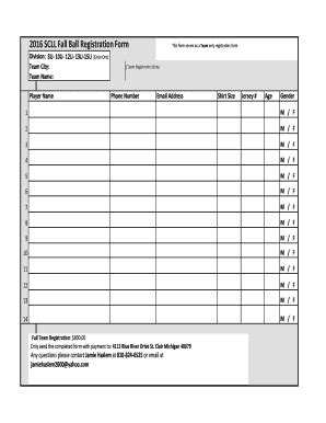 Fillable Online Scll Fall Ball Registration Form This Form Serves