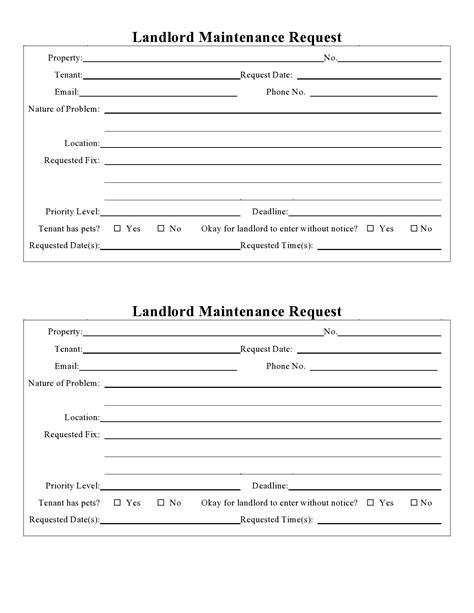 Maintenance Request Form Templates Free Templatelab