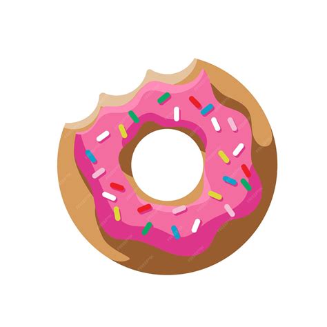 Premium Vector Colored Bitten Donut On A White Background In Cartoon