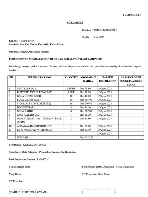 Borang Nota Minta Pdf