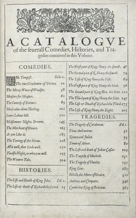 Shakespeare's First Folio - Stock Image - C058/5922 - Science Photo Library