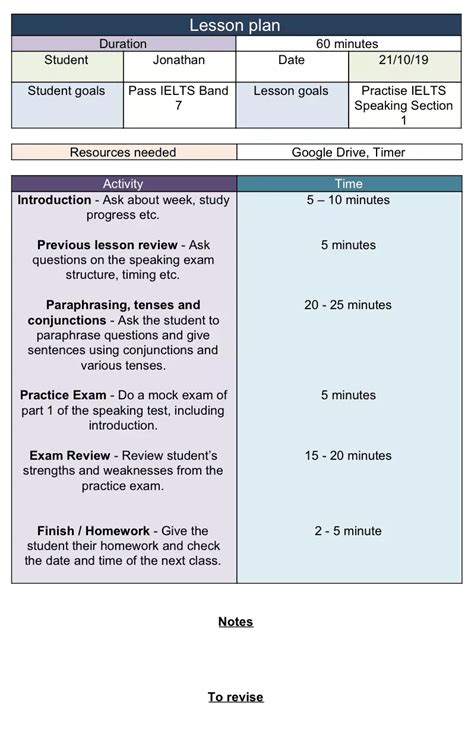 Lesson Plan For Esl Class