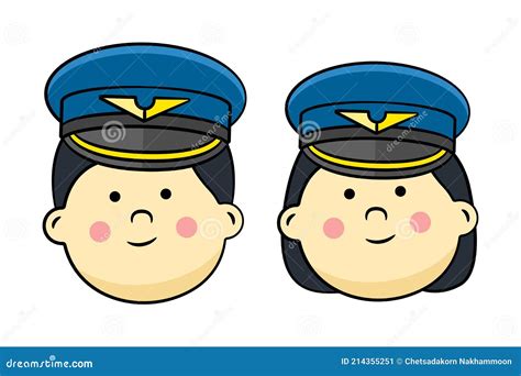 Cute Male And Female Pilot In Drawing Style Isolated Stock Vector