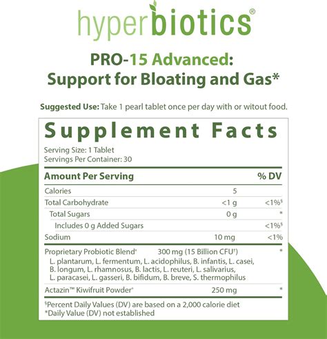 Hyperbiotics Pro 15 Advanced Probiotic Supplement Time Release Table