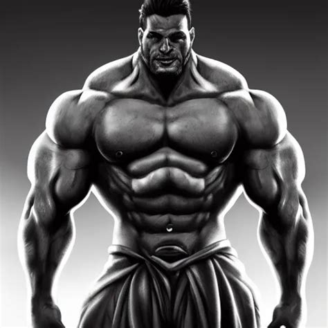 Overly Muscular Giant Superhuman Gigachad Grayscale Stable Diffusion