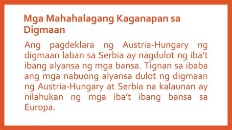 Mga Sanhi At Bunga Ng Unang Digmaang Pandaigdig Pptx