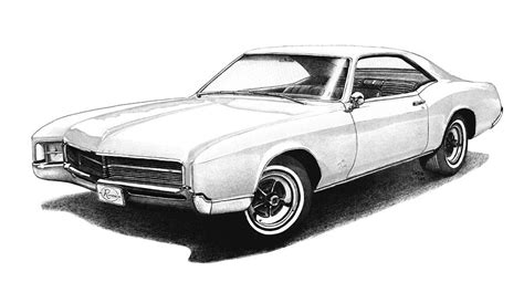 1967 White Buick Riviera Drawing By Nick Toth Fine Art America