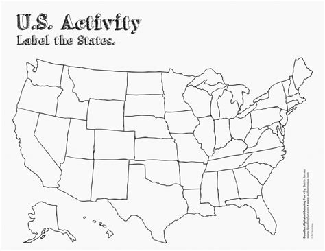 Us State Map Label Worksheet Blank Us States Map Test Blank | Printable ...