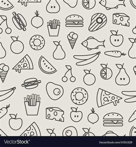 Different food silhouette icons seamless pattern Vector Image