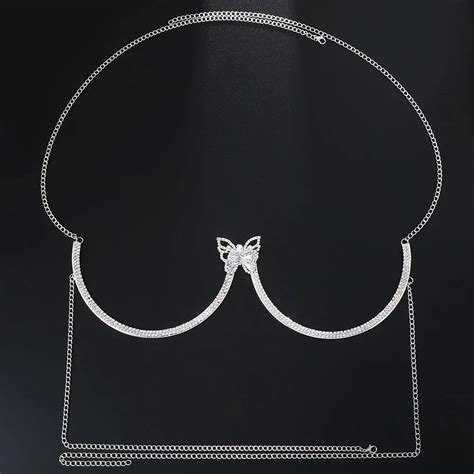 Fashion Jewelry Body Chain Butterfly Rhinestone Body Chains Sexy Bikini Body Jewelry Bra Chest