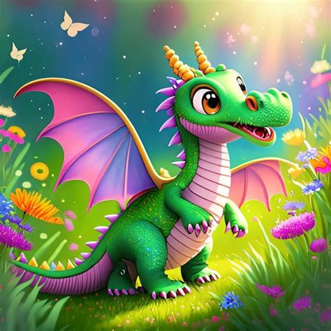 Premium Ai Image Cute Dragon Cartoon