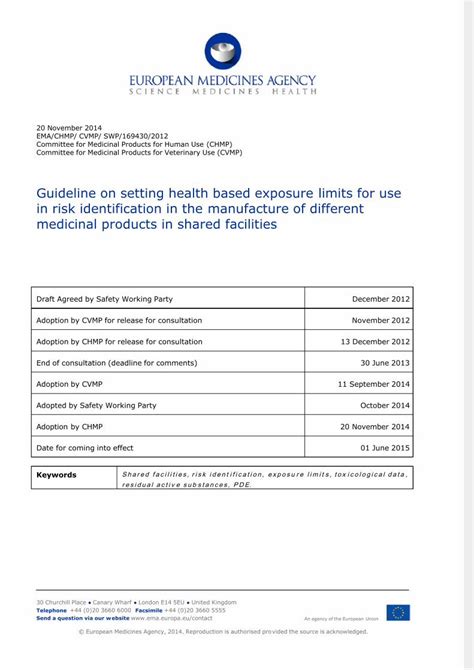 PDF EMA Guideline Exposure Limits DOKUMEN TIPS