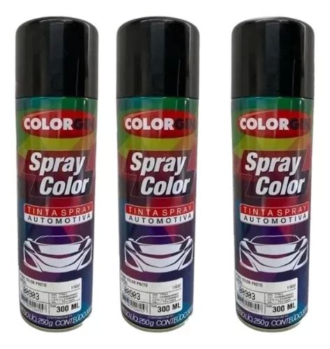 Spray Automotiva Colorgin Preto Brilhante 300ml 3un MercadoLivre