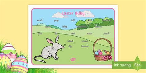 Easter Bilby Word Mat Teacher Made Twinkl