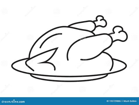 Thanksgiving Dinner Roast Turkey Line Art Icon For Apps Or Websites