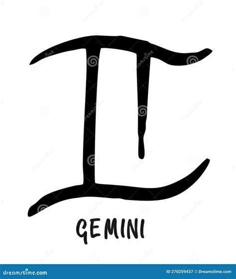 Astrological Gemini Zodiac Sign Hand Drawn Vector Illustration Simple