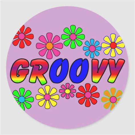 Groovy 70 S Retro Flower Power Gifts Classic Round Sticker