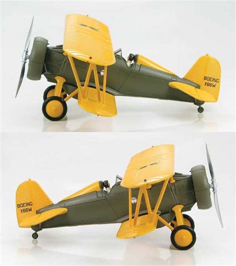 two photos of an old model airplane with yellow trimmings on the sides ...