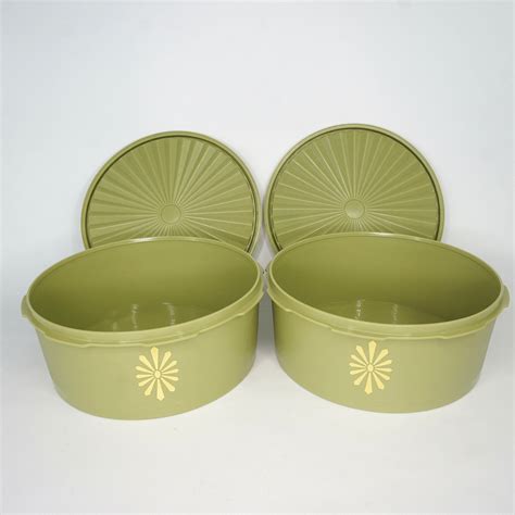 Avocado Green Tupperware Servalier Canisters 70s Vintage Etsy