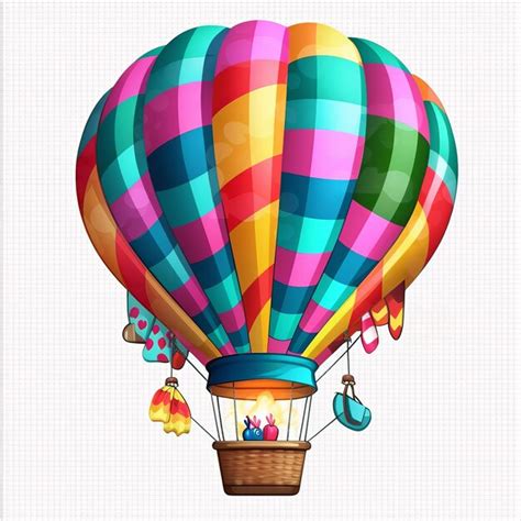 Premium AI Image Hot Air Balloon Isolated On White Background Generative Ai
