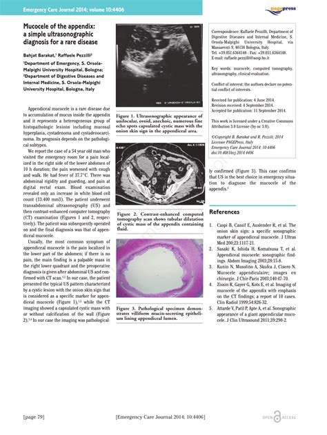 Pdf Mucocele Of The Appendix A Simple Ultrasonographic Diagnosis For