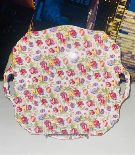 Royal Cotswolds By I Godinger Handled Cake Plate Chintz Tulips