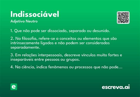 O Que Significa Indissociável - Indissociável - Significado e Sinônimo - escreva.ai