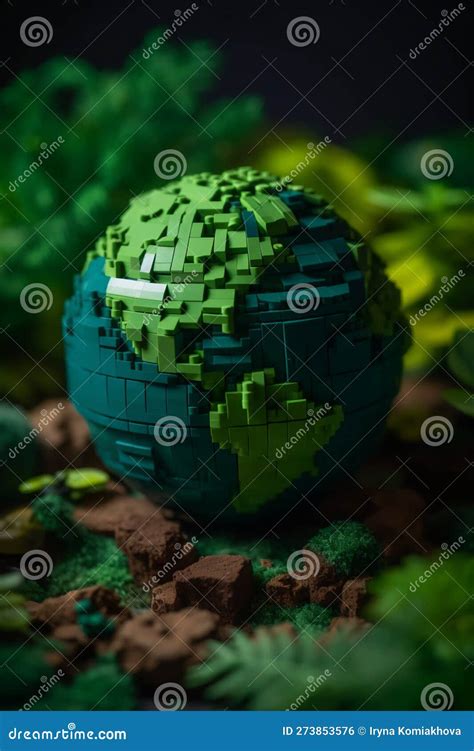 Planet Earth Assembled From Lego Earth Day Generativ Ai Stock