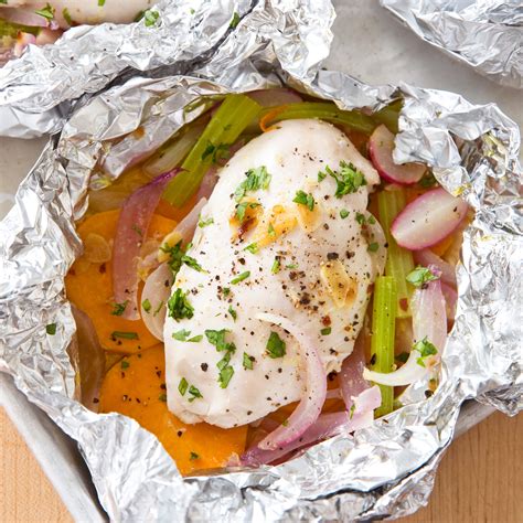 Chicken Baked In Foil With Sweet Potato And Radish