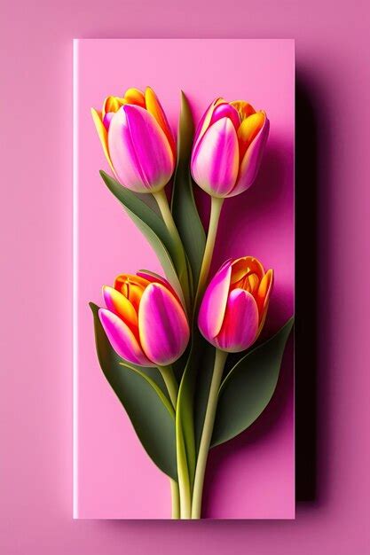 Premium Ai Image Bouquet Of Tender Tulips And Gift Box Isolated On