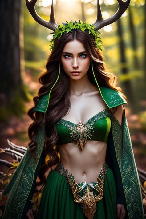 Silverevermoore A Gorgeous Female Druid With Two Colored Split Hair Brown And Green