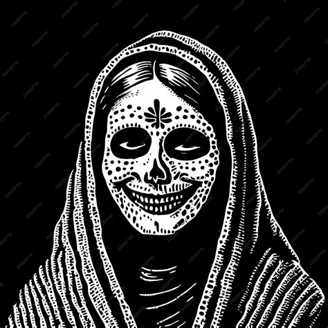 Premium Vector Day Of The Dead Girl Sugar Skull Hand Drawn Cartoon