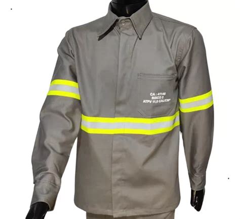 Camisa Risco2 Eletricista Anti Chama Nr10 Cinza C Refletivo Frete grátis